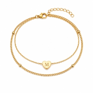 Letter Double Chain Bracelet ("M" & "I" available)