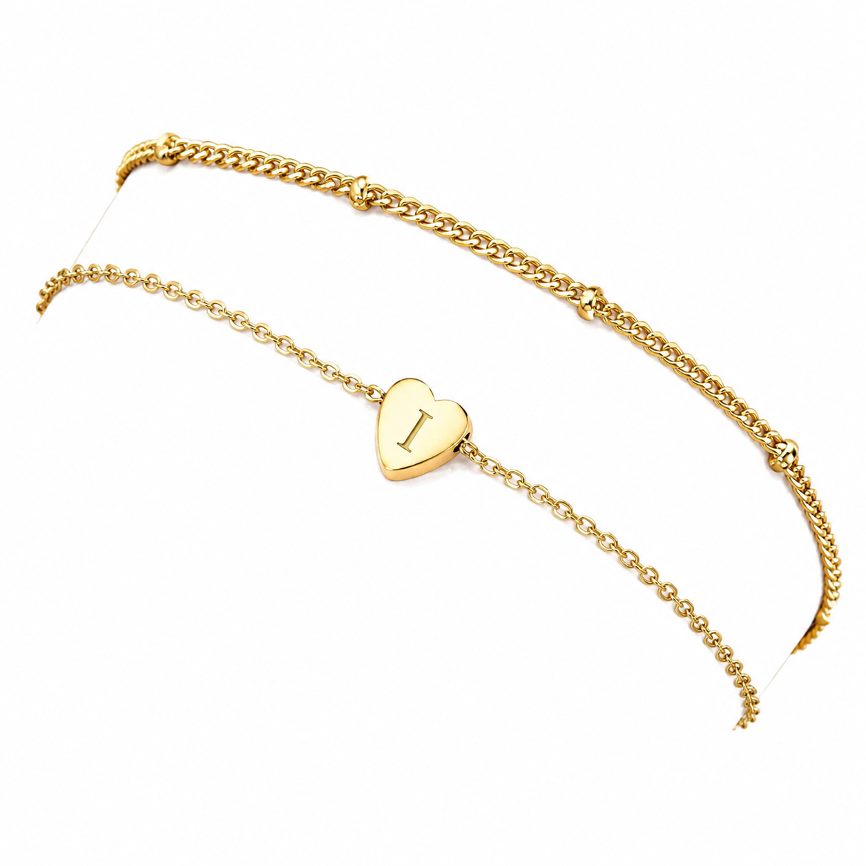 Letter Double Chain Bracelet ("M" & "I" available) - Image 2