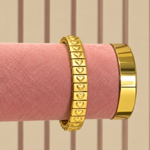 Gold Heart Elastic Bracelet